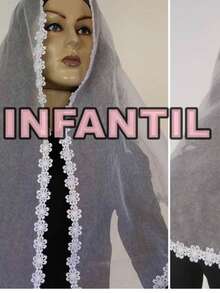 VÉU INFANTIL 4430   - FORMATO: BICO (2 PONTAS) ACOMPANHA O PORTA VÉU - Branco - Visão 1