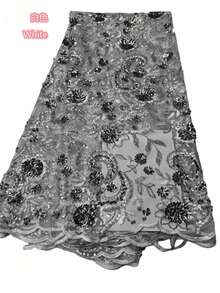 优雅柔软的薄纱亮片蕾丝时尚刺绣面料 2026 绿色 高品质非洲蕾丝派对婚纱礼服 最新精致设计 1码/5码 - A - 查看 15