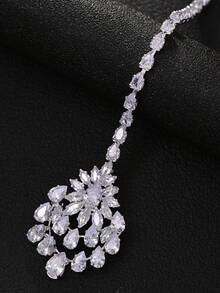 1 chiếc dây đeo đầu hình giọt nước, trang sức đội đầu truyền thống cho cô dâu (Maang Tikka), phụ kiện sân khấu độc đáo, phụ kiện đội đầu, trang sức cưới. - Bạc - Xem 5