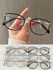 1 件女式 TR90 空心框架透明镜片眼镜，适合旅行、街头摄影、节日装扮、女友礼物 - 彩色 - 查看 1