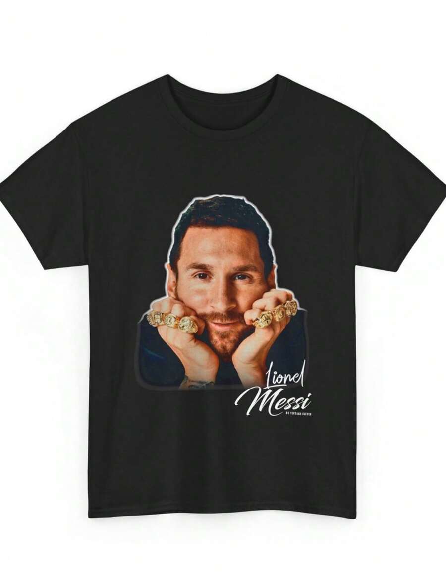 Retro Vintage 90s Graphic Lionel Messis T-Shirt - 黑色 - 查看 1