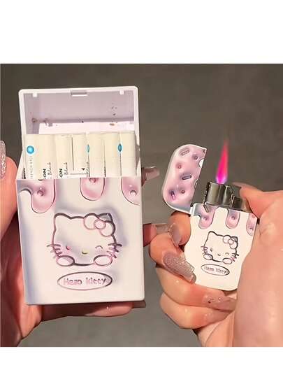  1pc Sanrio Hello Kitty Cute Cartoon Cigarette Case, Holds Up To 20 Regular Cigarettes, Soft & Hard Pack Compatible, Crush-Proof, Plastic Material, Lighter Not Included