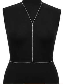 1pc Women's Bikini Crossover Necklace, Double Chain Copper Bead Body Chain - YL67 Body Chain - View 4