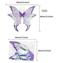 Butterfly Wing For Women, Double Layered Glitter Cutout Sheer Fairy Wings Halloween Cosplay Supplies - 紫色 - 查看 6
