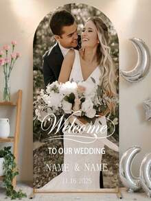 Customized Arch-Shaped Backdrop, Personalized With Photos And Text, Durable Stretchable Polyester Material, Suitable For Birthday, Wedding, Party And Other Occasions, Perfect Decorative Gift - Multicolor - View 8