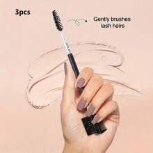 3-In-1 Eyebrow & Eyelash Groomer, Includes 3 Different Spiral Brush Heads For Separating Lashes, Removing Clumps, And Brow Grooming (1pc/2pcs/3pcs) - Black - View 9