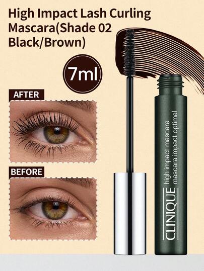 Clinique 倩碧高冲击力卷翘睫毛膏，1支，7毫升，02号棕黑色，防水持久配方，精细刷头完美根根分明地打造自然柔和的卷翘效果，适合日常妆容和裸妆。