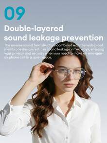 Lenovo 联想GS105时尚蓝牙眼镜，金属镜框，无线蓝牙6.0，纯净音质，超长续航，高清通话，ENC麦克风降噪，双层防漏设计，无线智能眼镜，兼容智能手机，情侣和朋友的理想礼物 - 白金 - 查看 7