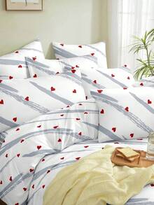 Bộ ga trải giường 2/3 món màu trắng nền họa tiết trái tim đỏ (1 ga trải giường + 1/2 vỏ gối), tấm bảo vệ nệm, kiểu dáng Ins-Style, bộ ga trải giường đôi dành cho ngày Valentine, mềm mại, thoáng khí, phù hợp với mọi kích cỡ giường - Twin, Full, King, Queen Size, độ sâu túi lên đến 11,8 inch, thích hợp cho giường ngủ ký túc xá sinh viên. - Nhiều màu - Xem 5