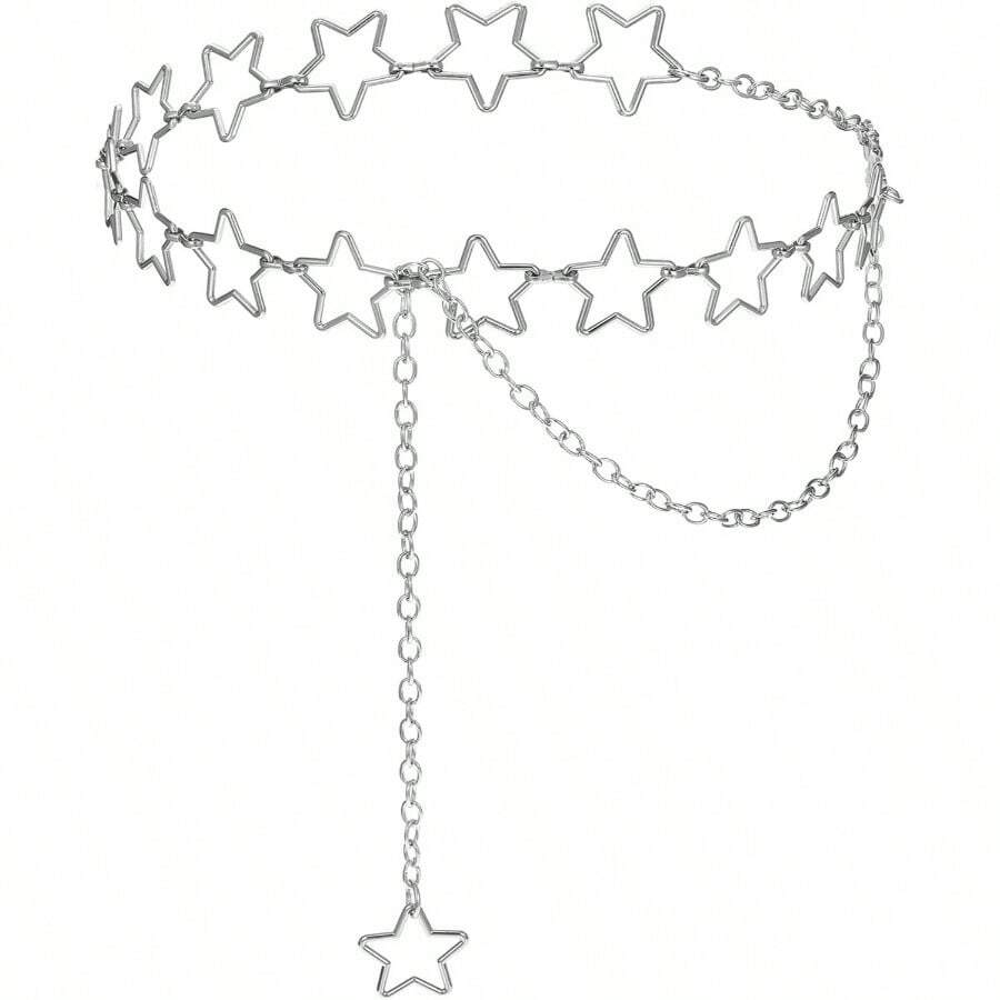 Women Waist Chain Metal Belly Chain Belt Adjustable Plus Size Chain Body Cute Decorative Accessories Suitable Formal Wear Jeans Dresses Casual Pants Gifts Gold - 銀色 - 查看 1