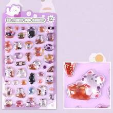 1 pieza Lindo sticker 3D en relieve con partículas, sticker 3D en relieve decorativo de dulces serie animal de papel - Multicolor - Ver 14