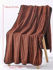 Khăn tắm/khăn tay bằng vải lông san hô kẻ sọc, mềm mại, thấm hút tốt, thích hợp sử dụng trong nhà tắm và trang trí phòng tắm. - Màu xanh Ô liu - Xem 6