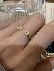 1pc Fashionable Personalized Light Luxury Simple Niche Design Delicate Open Ring For Women Girls Daily Party Gift  Minimalist Jewelry AJXQ - Vàng - Xem 4
