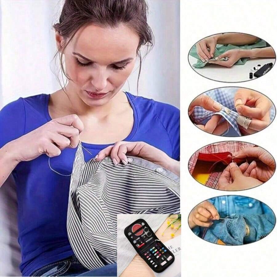 便携式缝纫工具盒，10件套家用缝纫工具套装，缝纫盒 - A - 查看 1