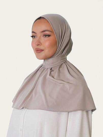 1pc Fashionable Casual Elegant Instant Hijab Cap, Classic Minimalist Stylish Casual Elegant Modest Viscose Blend Silky Soft Breathable Fabric Long Brim Versatile Hijab Cap Turban, Suitable For Daily Life, Festivals, Gatherings, Worship