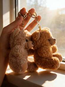 1pc Fashionable & Cute Teddy Bear Cartoon Keychain, Popular Women Backpack Hanging Chain Key Chain Accessory, Exquisite Car Key Chain Gift, Lovely Backpack Decoration - A - View 8