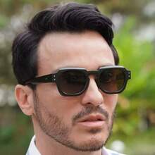 1副男士复古长方形小框高品质独特经典时尚眼镜，适合旅行、休闲、派对、海滩、日常佩戴 - 彩色 - 查看 2