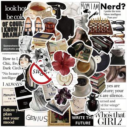 50张Y2K风格贴纸，Y2K都市贴纸，Y2K礼物，复古贴纸，90年代贴纸，防水贴纸，适用于信封、水瓶、电脑、笔记本电脑、手机、行李箱、笔记本、冰箱等。