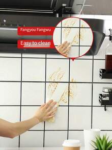 自粘透明保护膜，厨房防油防水可移除防溅保护膜，适用于墙面和橱柜保护，耐热贴纸，透明瓷砖墙贴 - 彩色 - 查看 2