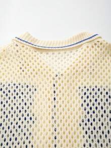 Casual Loose Breathable Knit Polo Shirt, Unisex Street Style, Suitable For Spring And Summer - Apricot - View 8