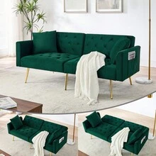 Sofa Bed Mattress - Green + Velvet - View 12