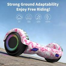 Hoverboard With Corlorful LED Lights,Colorful Lights Wheels,300W Motor,7.5 Mph Max Speed,Gift For Girls &Boys - Màu hồng rằn ri - Xem 3