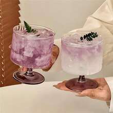 2pcs Unique Tree Bark Textured Purple Stemmed Glasses, Champagne Flutes, Cocktail Glasses, Whiskey Glasses, Tequila Bourbon Glasses, Machine Washable, Elegant Purple Stemware, Perfect Birthday Gift, Party Supplies - Purple - View 3