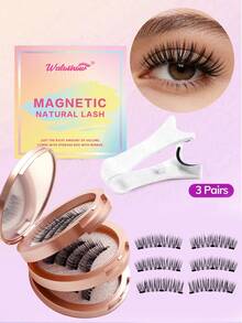Waloshow 3 Pairs/Set CC Curled Natural Look Reusable Magnetic Eyelashes, Comes With Professional Applicator, No Glue Needed, Easy To Apply And Remove, Creates Natural Makeup Look, 3D Natural Spiky Cartoon Style False Eyelashes, Fluffy And Soft, Strip Eyelashes - Natural Lashes - View 20