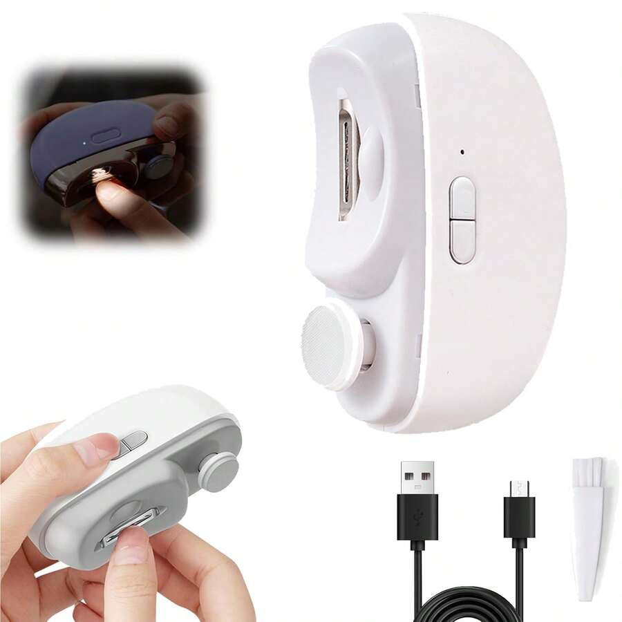 3-In-1 Electric Nail Clipper & Polisher – Trims, Shapes And Buffs In One Go. Built-In Nail-Collection Chamber, Dual Speeds, USB-C Recharge; Ideal For Fingers And Toes - White - View 1