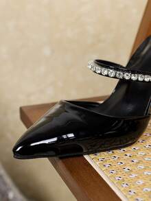 Women's Black Stiletto High Heel Sandals, Fashion, Comfortable, Suitable For Commuting, Work, Sexy, Wedding, Party, Solid Color, Multi-Color, Suitable For All Seasons - Black - View 6