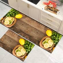 1pc Lemon Pattern Soft & Comfortable Kitchen Rug, Anti-Slip Oil-Proof Entrance Mat, Easy To Clean, Absorbent Bedside/Hallway/Bathroom/Laundry Room Decor - Multicolor - View 3