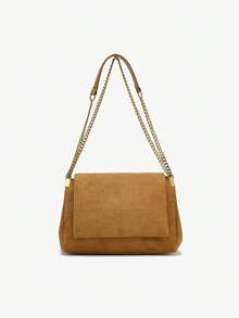1 pieza Bolso de hombro minimalista de camel, bolso hobo vintage de ante sintético bordado de gran capacidad, adecuado para viajes, uso casual, ir al trabajo, compras, fiestas, negocios, diario, escuela, combinando con camisas, jeans, vestidos, camisetas, abrigos, trajes, chaquetas acolchadas, chaquetas coordinadas de ante sintético - Camel - Ver 12
