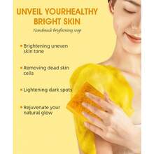 16PCS Turmeric Lemon Kojic Acid Soap (100g Each), Suitable For Face, Body, And Cleansing. Handmade Soap With Rich Lather, Deeply Cleanses And Softens Skin. Handcrafted, This Facial Soap Helps Fade Dark Spots And Remove Blackheads. It Deeply Cleanses And Moisturizes, Rich In Curcumin, Vitamin E, And Rose Extract. Suitable For Face And Body, Its Formula Is Natural And Gentle. - Lemon - Xem 7