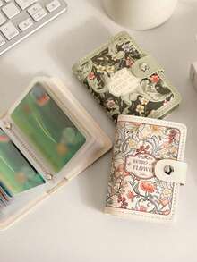 Ladies' Floral Oil Painting Card Bag, Credit Card Holder Wallet - Multi Slot Design, Snap Closure, Compact ID Card And Driver's License Holder, Daily Casual And Fashionable Design, Elegant Accessories, Storage, Retro Style Multi Slot Bank Card Bag, ID Card Bag, Ladies' Large Capacity Card Holder, Perfect Choice For Halloween, Christmas And Holiday Gifts ﻿ - Multicolor - View 3