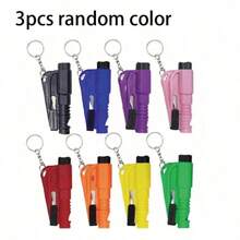 3pcs/Set Random Car Emergency Escape Tool Keychain, 3-In-1 Window Breaker, Seatbelt Cutter And Whistle, Fit For All Vehicle Models, Auto Accessories - Multicolor - View 9