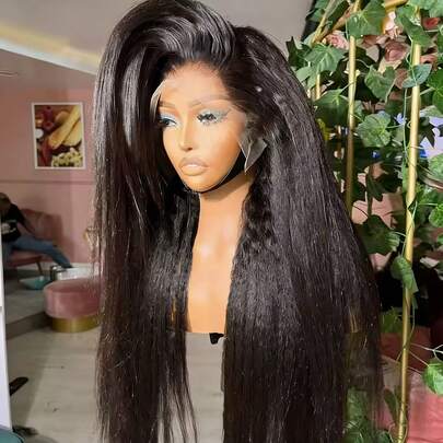 Leteme 7x5 Wear And Go Kinky Straight Glueless Wigs Human Hair 200% Density 13x6 Lace Front Wigs Human Hair 360 Full Lace Frontal Wig Pre Plucked Virgin Remy Hair HD Kinky Straight Human Hair Wig 6 Inch Pixie Cut Wig Short Wig For Women 20 Inch