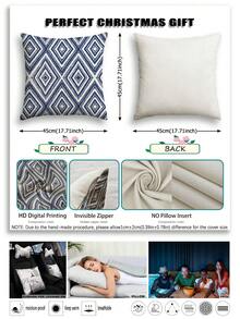 2 件装装饰枕套，波西米亚几何图案抱枕套，100% 低过敏性聚酯纤维，复古亚麻材质，隐形拉链，可机洗，简约时尚线条设计，家居装饰抱枕套，适用于沙发、客厅、卧室，不含枕芯 - 海軍藍 - 查看 4