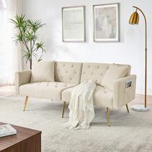 Sofa Bed Mattress - Beige + Velvet - View 8