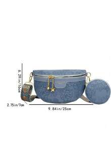 Fashionable Women Waist Bag/Chest Bag With Floral Pattern - Blue - View 10