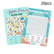 5pcs/10pcs/20pcs Easter Party Game Set Cards - Paper Double-Sided Single-Word Search And Picture Search Events - Multicolor - View 7