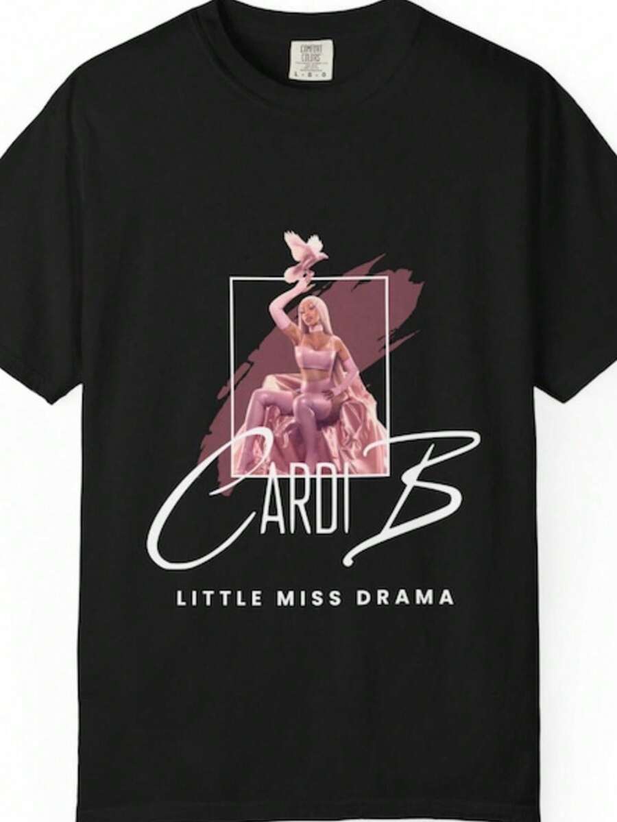 Cardi Little Miss Drama Unisex T-Shirt_ Music Fan Merch - 黑色 - 查看 1
