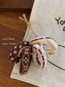 4pcs Pattern Jacquard Hair Scrunchies, Women High Elastic Vintage Elegant Towel Fabric Hair Clips, Hair Accessories Hair Ties Rubber Bands - Multicolor - View 5