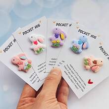 1pc/5pcs Cute Easter Bunny Pocket Hug Cards, Easter Cards, Inspiring Small Gifts For Easter, Adorable Mini Souvenirs, Uplifting Bunny Pocket Hug Cards - Multicolor - View 1