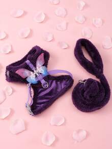 LANGXINGCS 一套宠物胸背带牵引绳，包括带领结的狗狗胸背带牵引绳，可拆卸领结装饰，可调节扣环设计，适合小型/中型猫狗室内/室外使用。 - 彩色 - 查看 5