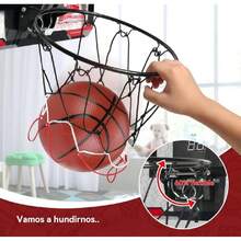 Canasta de Basquetbol para Niños Plegable - Tablero de Basketball con Contador Electrónico De Puntaje, 3 Mini Balón, Instalación en Puerta y Pared,40992593 - Multicolor - Ver 5