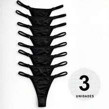 Microfiber Thong Panty Sets With Side Adjustment - 黑色 - 查看 17
