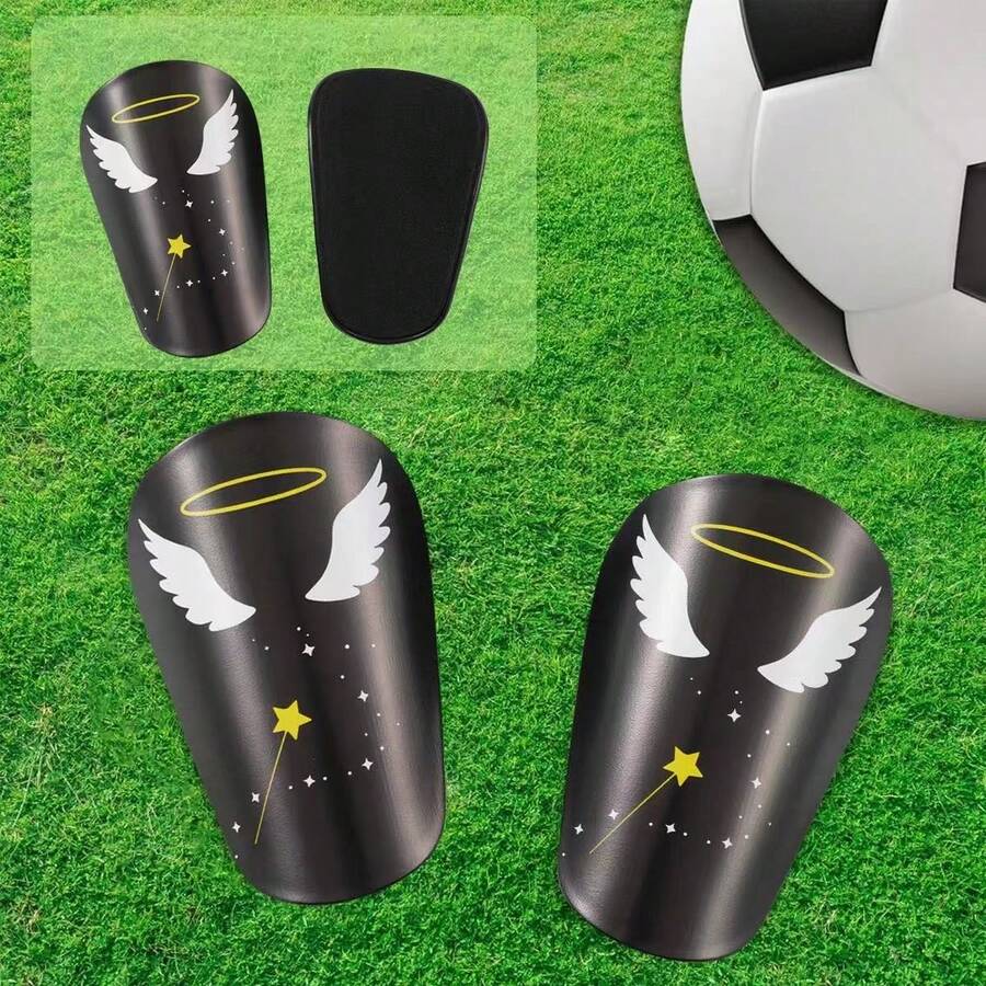 1 Pair High Quality Lightweight Mini Football Shin Guards | Thick And Durable Sports Knee Pads Suitable For Men And Women | Suitable For Yoga, Football, Basketball And Other Sports Training Equipment, Shock Absorbing Protection - Black - View 1