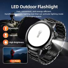This Outdoor Smart Watch Features A 180mAh Large Capacity Battery, LED Flashlight, Wireless Calling, Voice Assistant, Multi-Function Reminders, Fitness Tracking, 1.5-Inch High-Definition Display, And Alloy Case. It Is Compatible With IOS And Android Systems, Making It An Ideal Holiday Gift. - Multicolor - View 8