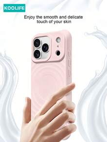 Koolife 1pc Magnetic Full Coverage Shockproof Liquid Silicone Wavy Phone Case With Matte Skin Feel And Flocked Lining For IPhone 18Pro/18Pro Max/17ProMax/17/17Pro/16/16Pro/16ProMax/16e - Pink - View 3