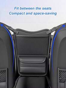 1Pc Car Seat Center Storage Organizer, Dual-Sided Leather-Look Hanging Bag, Child Safety Barrier, Adjustable Straps Fit Most Cars - Microfiber Leather Gap Plug - View 4